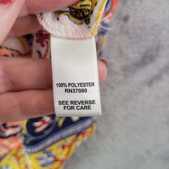 EST. 1946 Womens L Boho Patchwork Blouse Multicolor Bell Sleeve Festival Top - Picture 8 of 10